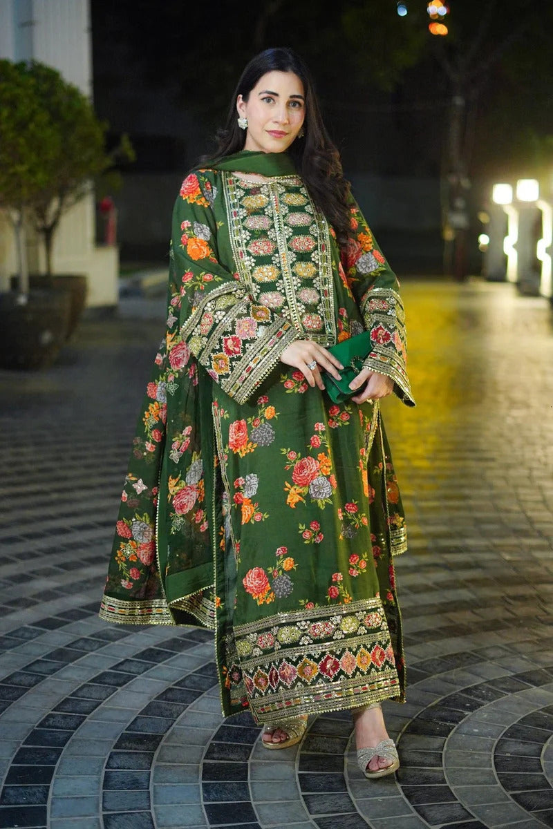 ANEELA’S EMBROIDERED Stuff Doria Lawn - 3 PC