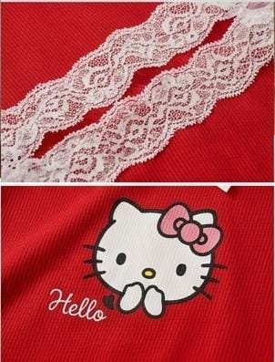 Hello Kitty Pink Soft Ribbed 2-Piece Cami & Shorts Night Suit for Women