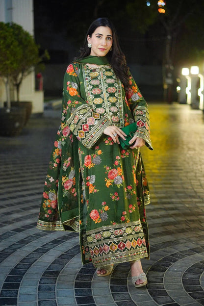 ANEELA’S EMBROIDERED Stuff Doria Lawn - 3 PC