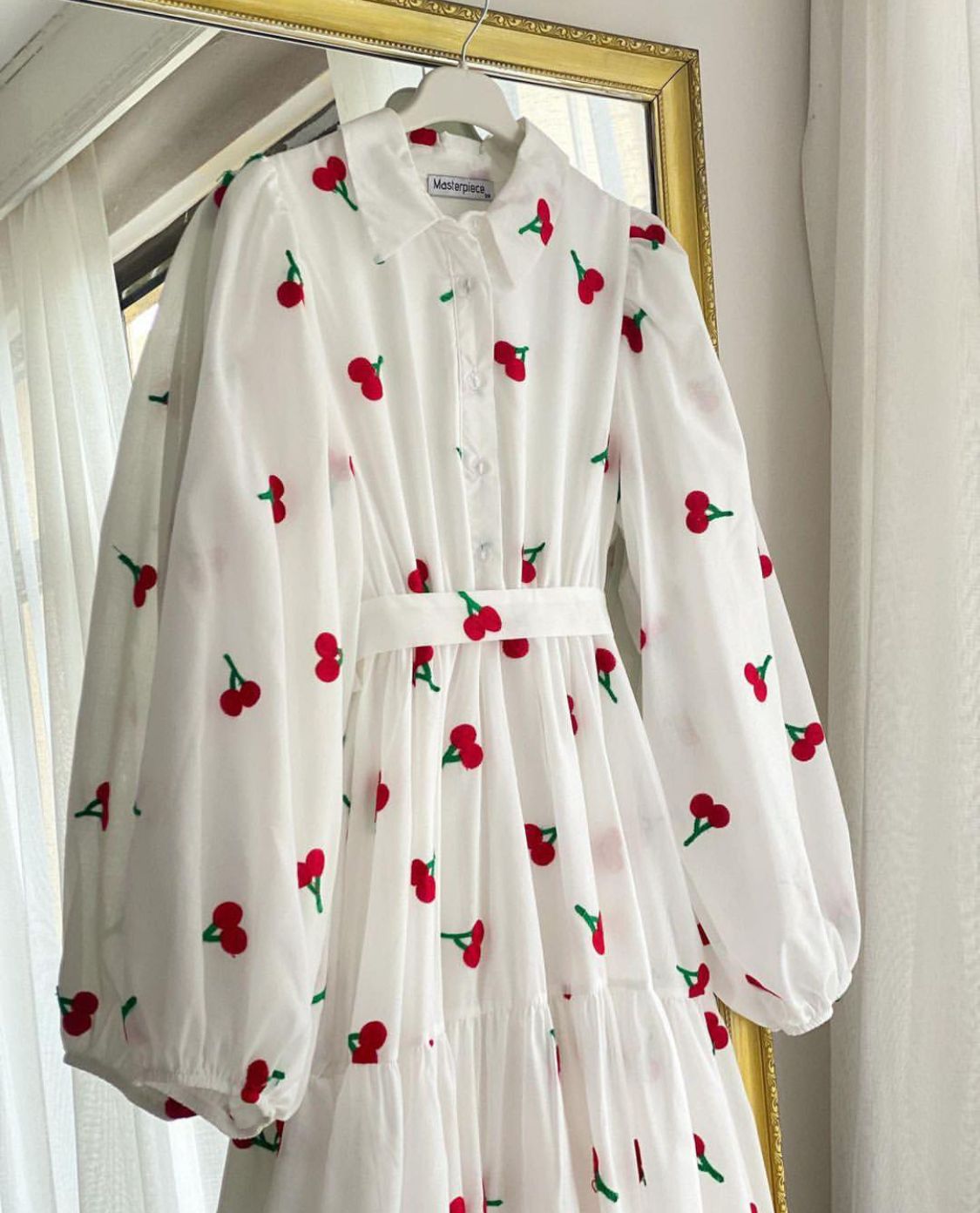 Premium Swiss Lawn Cherry Print Long Flare Maxi Dress for Women